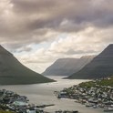 Klaksvík is surrounded by a wall of mountains