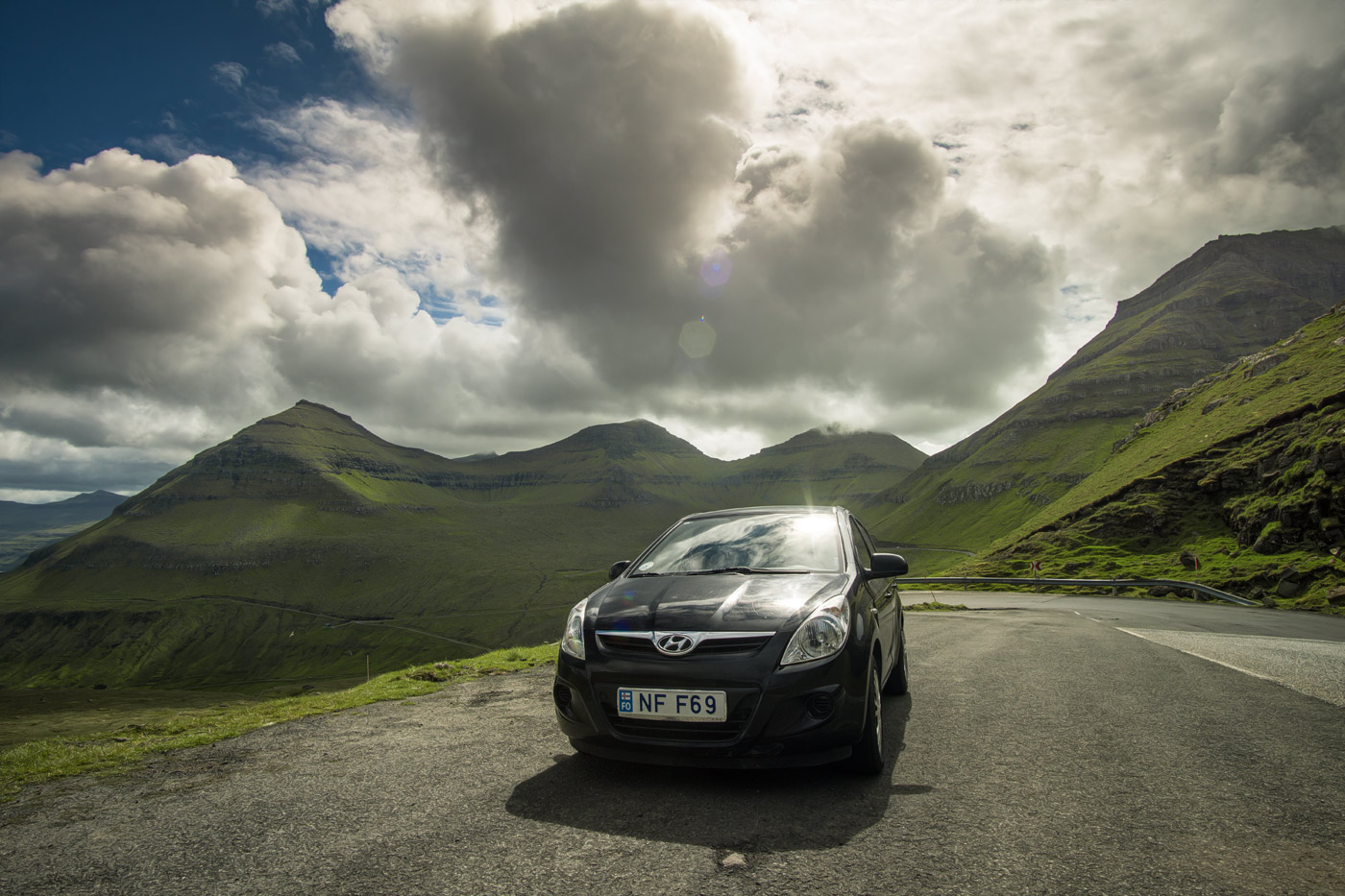 scenic road under the highest mountain Slaettaratindur