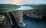 Sørvágsvatn lake is placed on the edge of Traelanípa cliff. Incredible view.