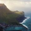 Snapshot from the new James Bond trailer. Kalsoy island with made-up harbour.